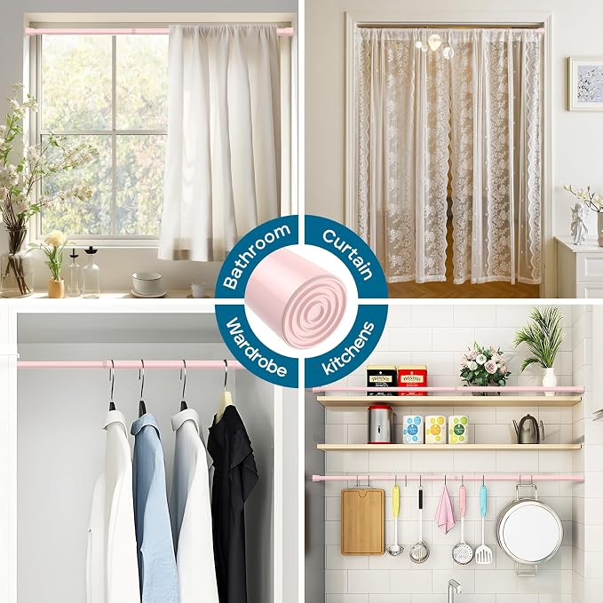 AIZESI Spring Tension Rods Adjustable Tension Curtain Rod Small Tension Rod No - Image 4