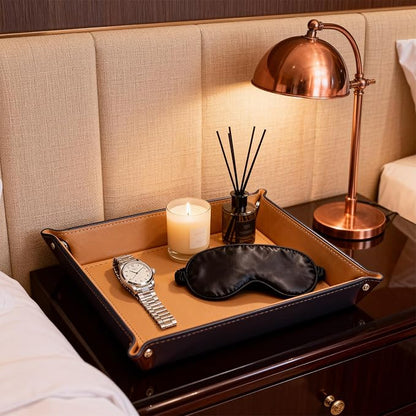 siduater Valet Tray Desktop Storage Organizer, Vegan Leather Catchall Tray - Image 6