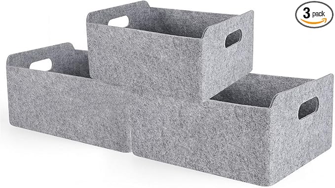 Welaxy Storage Baskets Collapsible Felt Storage bin Foldable Shelf Drawers by Welaxy