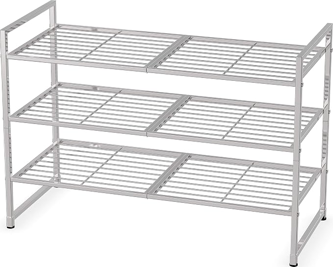 Simple Houseware 3-Tier Stackable Shoes Rack Storage Shelf - Image 2