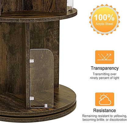 VECELO Rotating Bookshelf Tower, 360°Revolving Bookcase, Round Book Shelf - Image 6