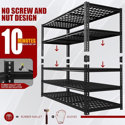 60" W Garage Shelving Heavy Duty, 5-Tier Storage Shelves, 3030LBS Adjustable - Image 6