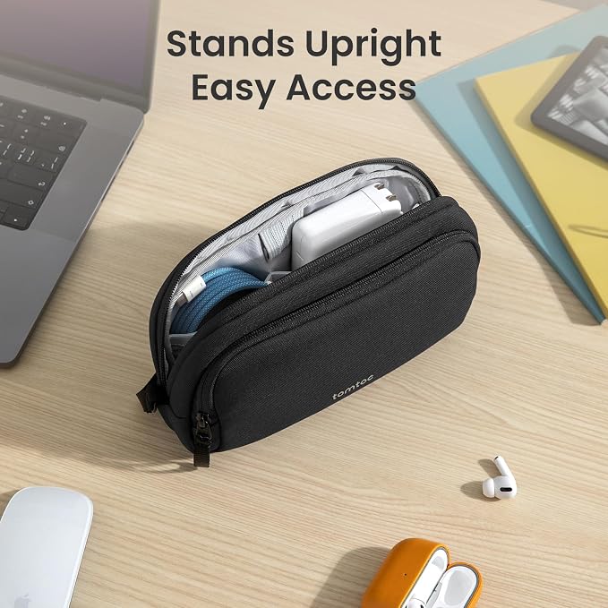 tomtoc Electronic Organizer Travel Case, Water Resistant Dual Compartment Tech - Image 3