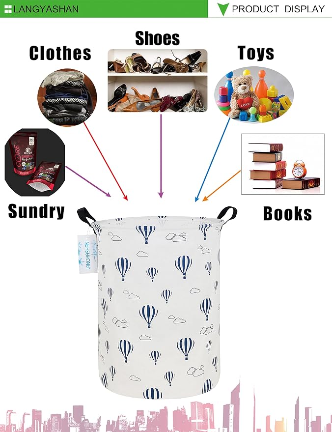 LANGYASHAN Laundry Basket Canvas Fabric Collapsible Organizer Basket - Image 4
