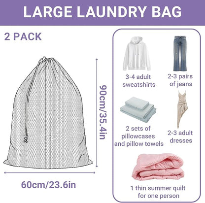2 Pack XL Mesh Laundry Bags, Machine Washable Heavy Duty Mesh Storage Bag - Image 6
