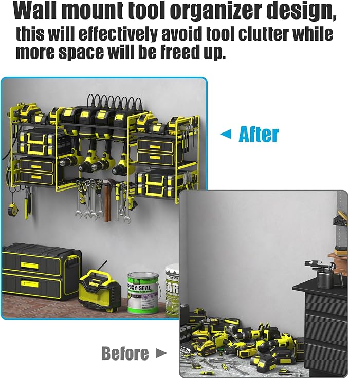 CCCEI Green Power Tool Organizer Wall Mount, Large Tools and Battery Storage - Image 7