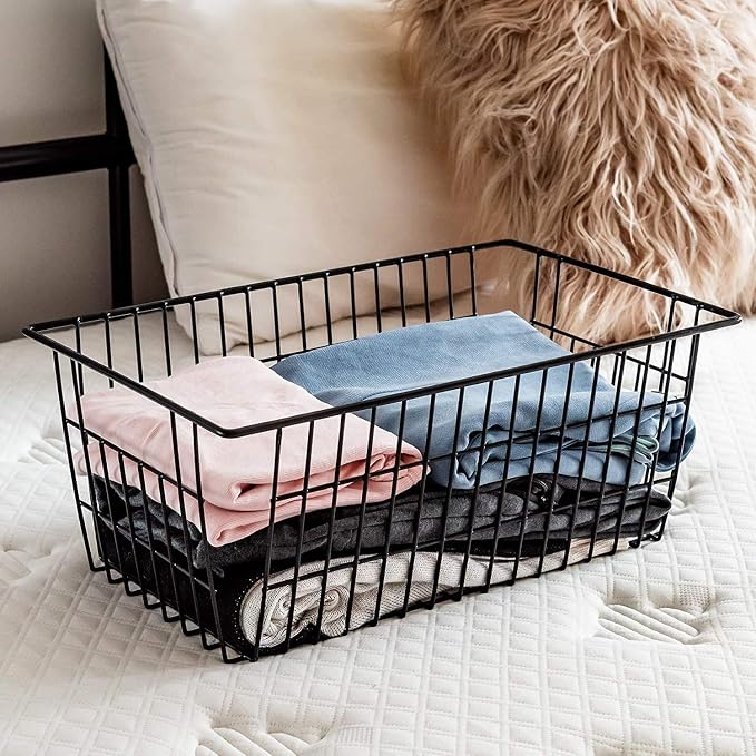 Slideep Farmhouse Large Wire Organizer Storage Bins Freezer Food Storage Basket - Image 4