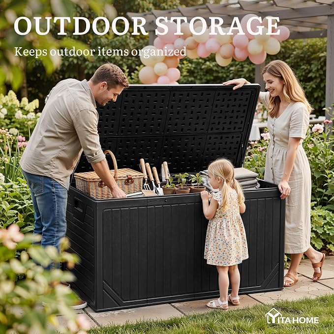 YITAHOME XXL 300 Gallon Extra Large OutdoorDeck Box, Lockable Resin Storage Box - Image 7