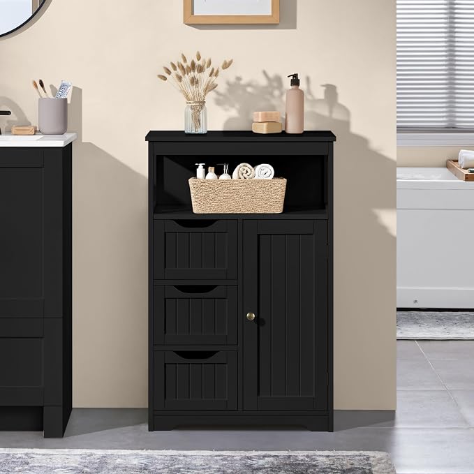 Yaheetech Bathroom Floor Cabinet, Free Standing Wooden Storage Cabinet Multiple - Image 2