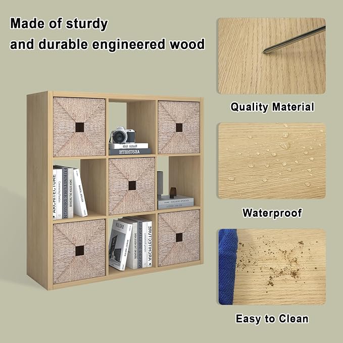 CTESNE【2026 Wooden Thick Frame 9 Cube Storage Organizer Shelf - Image 4