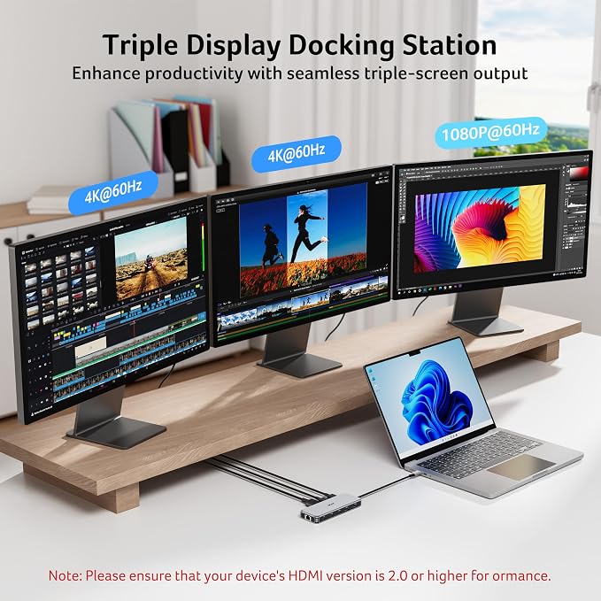 Acer Laptop Docking Station 3 Monitors, 11-in-1 USB C Docking Station - Image 3