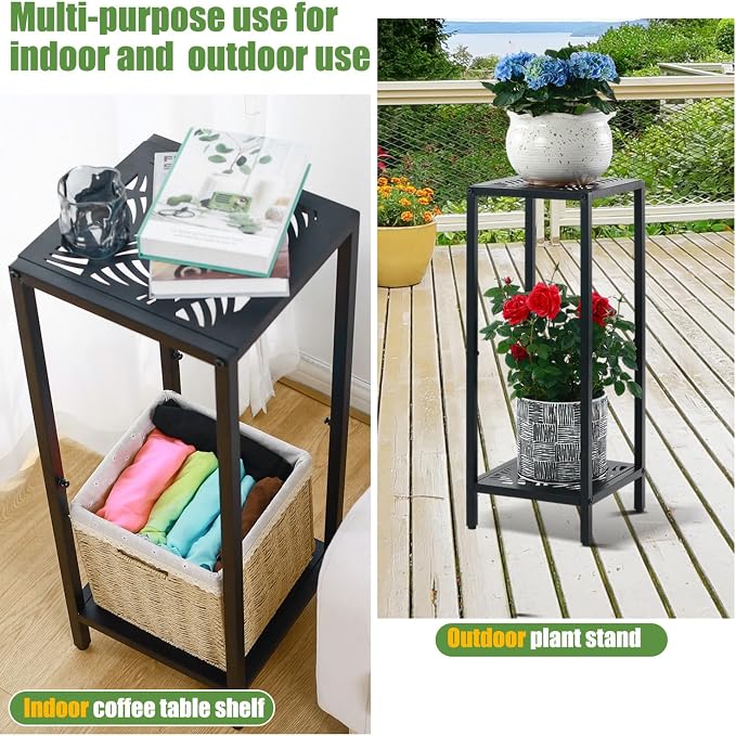 Party Zealot 2 Packs of 2-Tier Tall Metal Square Plant Stand 31” Heavy-Duty - Image 5