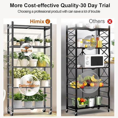 Himix Storage Shelves with 20 Hooks, 5-Tier Foldable Shelves - Image 6