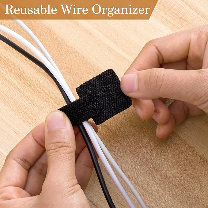 20pcs Hook and Loop Cable Ties, 3.55 Inch Self Adhesive Cable Management Straps - Image 7