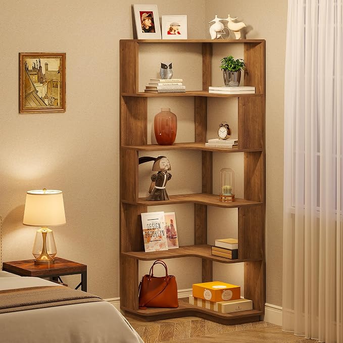 Tribesigns 6 Tier Corner Bookshelf, 64.9 Inches Tall L Shaped Bookcase by Tribesigns