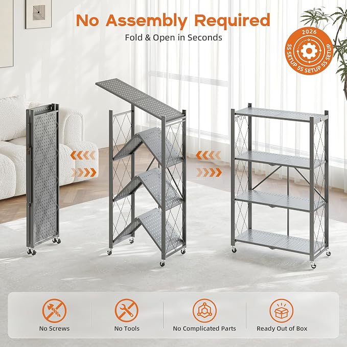 Fenbeli Foldable Shelves with Wheels - Image 7