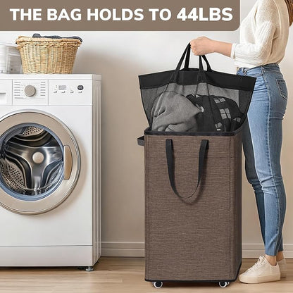Goodpick Laundry Basket with Wheels, 75L Collapsible Laundry Baskets with - Image 4
