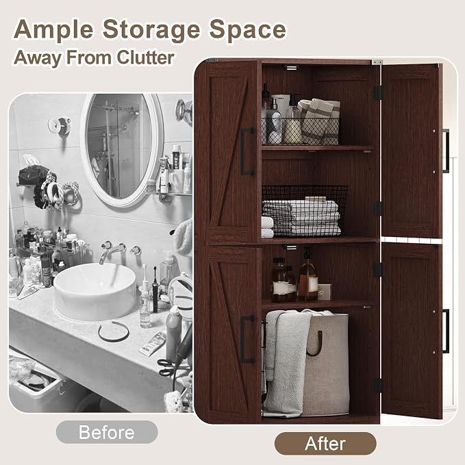 Treocho Farmhouse Bathroom Floor Cabinet - Image 4