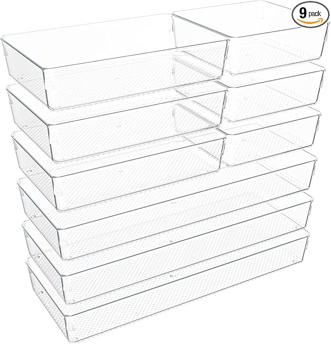 Clear Plastic Drawer Organizer Set by NEETBU