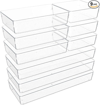 Clear Plastic Drawer Organizer Set by NEETBU