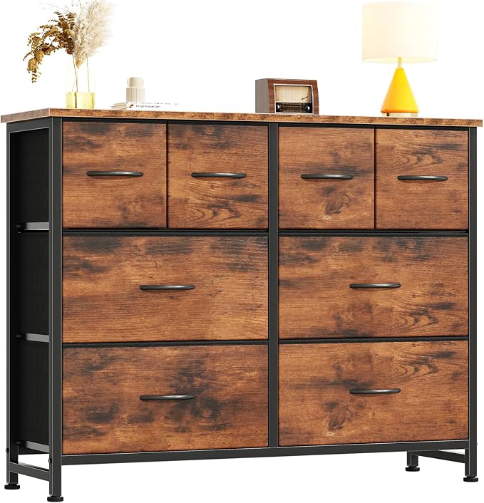 DUMOS Dresser for Bedroom with 8 Fabric Drawers, Wide Fabric Dresser | Storage by DumosLifestyle