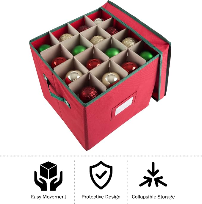 Elf Stor Christmas Box with Adjustable Dividers and Lid Ornaments Storage - Image 3