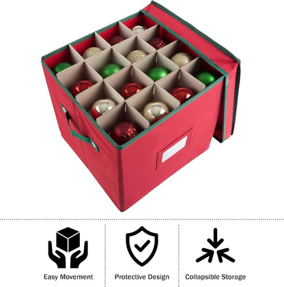 Elf Stor Christmas Box with Adjustable Dividers and Lid Ornaments Storage - Image 3