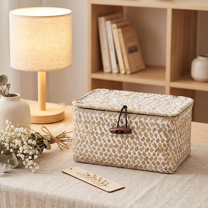 Hipiwe Wicker Shelf Basket Mini Seagrass Basket - Image 4