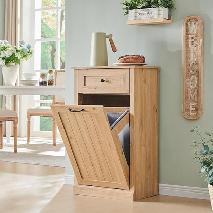 Tilt Out Laundry Hamper Cabinet, 10 Gallon Farmhouse Trash Can Cabinet - Image 5