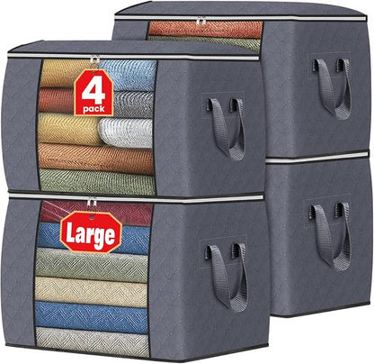 Fab totes 24 Gallons Clothes Storage, Foldable Thick Fabric Blanket Storage Bags by Fabtotes