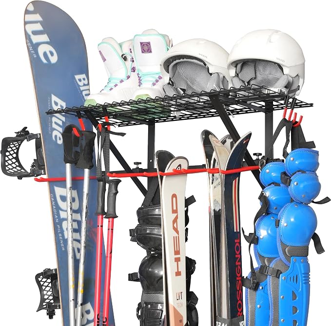 PLKOW Wall-Mounted Ski Rack, Skis Storage Rack by PLKOW