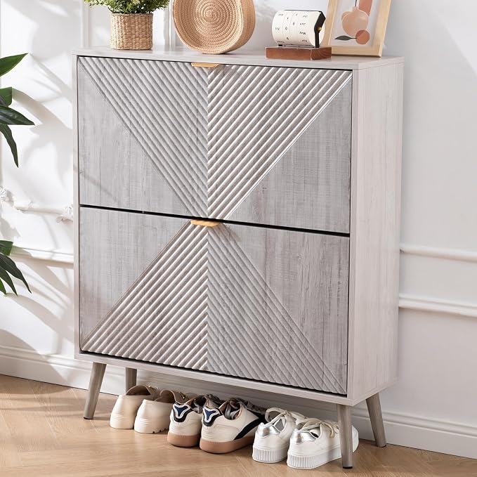 oakvivo Shoe Cabinet with 2 Flip Drawers, Freestanding Shoe Organizer with 4 by OAKVIVOElegantLifestyle
