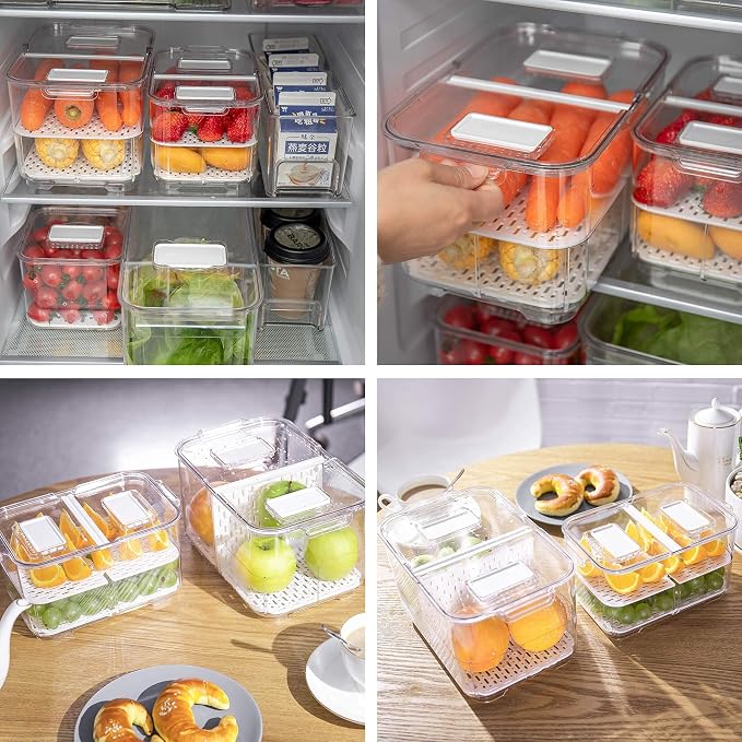 vacane Produce Saver with Lids, 2 Piece Fruit Vegetable Storage Container with - Image 5