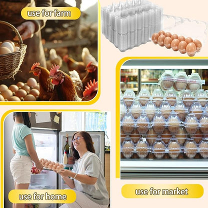 200Pcs Plastic Egg Carton Bulk Empty Clear Egg Tray Holder Container - Image 7