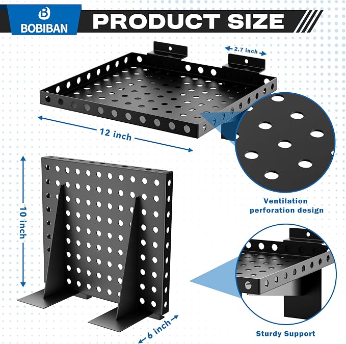 2 Pack Slatwall Shelves, Heavy Duty Metal Slat Wall Shelf - Image 2