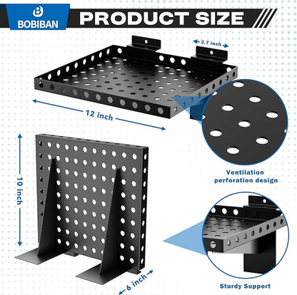 2 Pack Slatwall Shelves, Heavy Duty Metal Slat Wall Shelf - Image 2