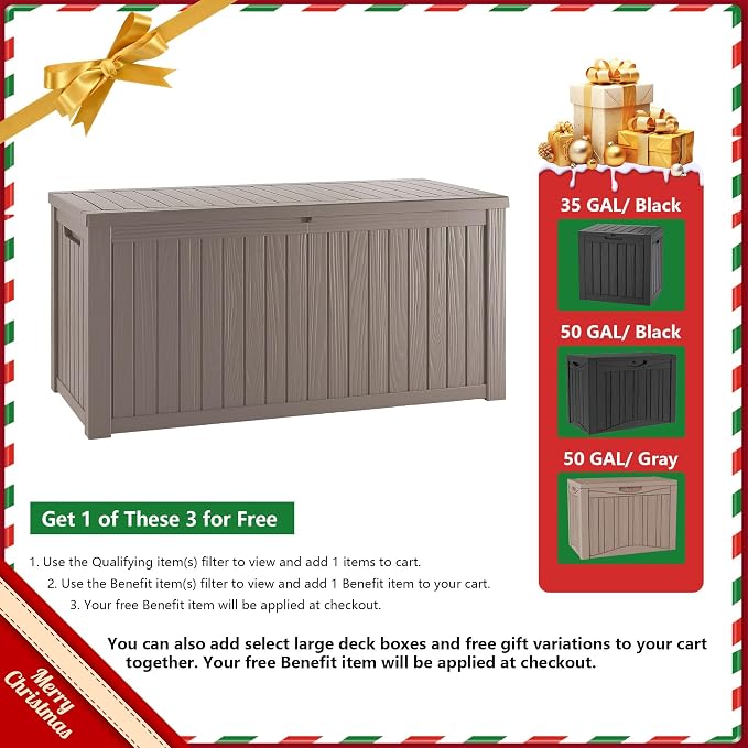 TARKARI 180 Gallon Lockable Resin Deck Box, Waterproof & UV-Resistant Outdoor - Image 2