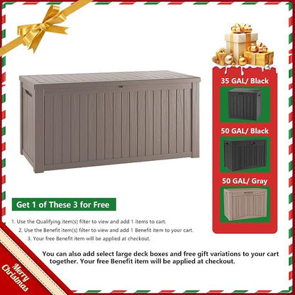 TARKARI 50 Gallon Lockable Resin Deck Box, Waterproof & UV-Resistant Outdoor - Image 2