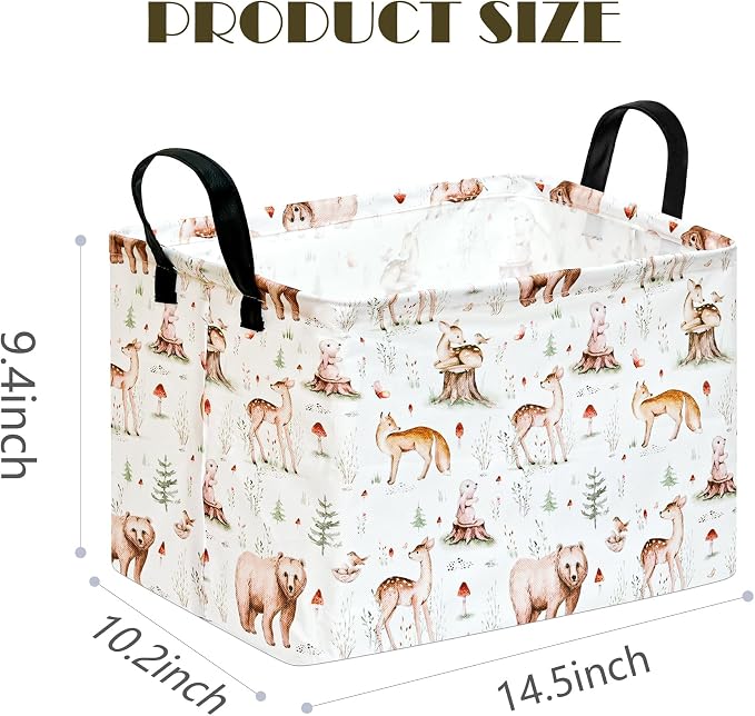 MAIZMZ Kids Storage Basket, Jungle Animals Print, Waterproof Lining, Leather - Image 2