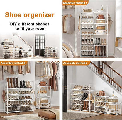 WOWLIVE 9 Tier 2-Column Shoe Rack, 30-35 Pairs Stackable White | Compact - Image 5