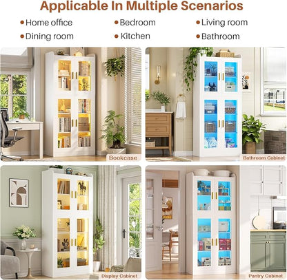 Unikito Display Cabinet with Glass Doors, Glass Display Case with 5-Tier - Image 7