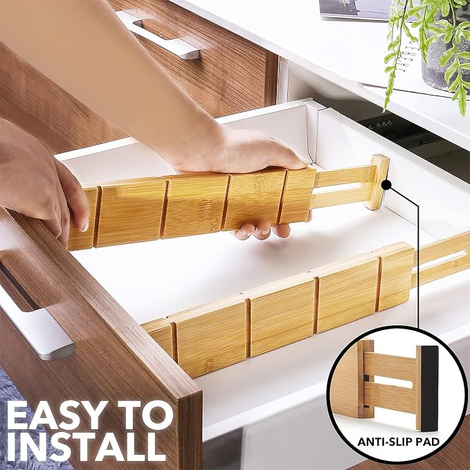 SpaceAid Bamboo 13.25-17“ Drawer Dividers Kitchen Adjustable Organizers - Image 7
