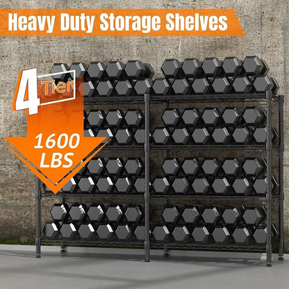 Homdox 4-Tier Adjustable Metal Storage Shelves, Space-Saving Corner Rack - Image 8