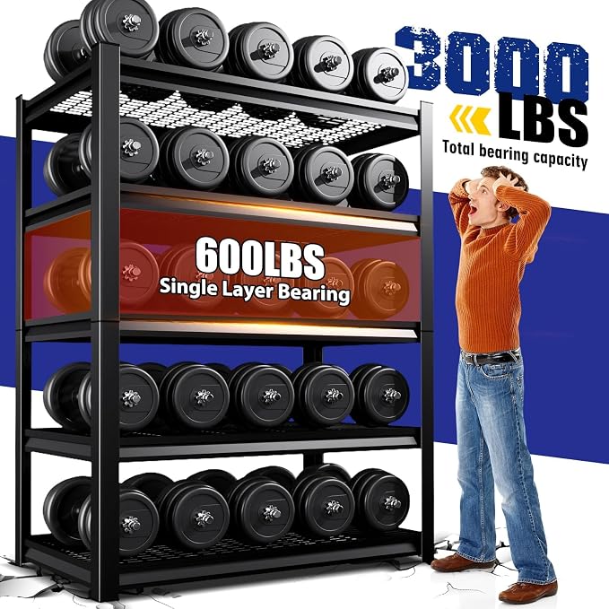 Garage Shelving-5 Tier Storage Shelves, Adjustable Heavy Duty Metal Shelving - Image 7