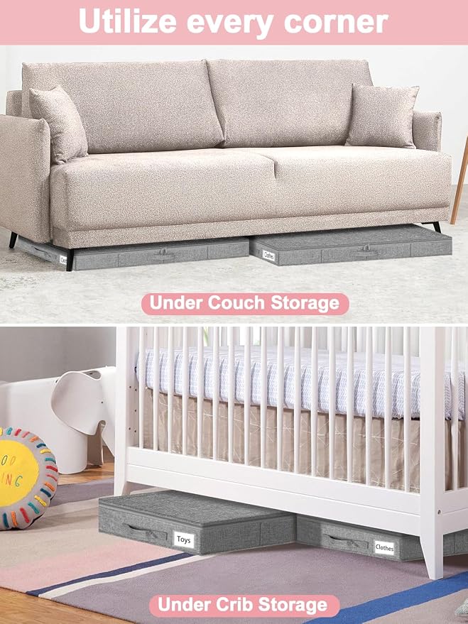 4-Inch Tall Under Bed Storage Container, Low Profile Underbed Storage Bin - Image 6