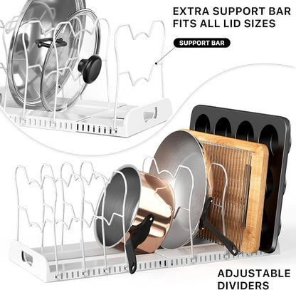 Simple Houseware Expandable Pan Organizer Rack, 10 Adjustable Compartments - Image 4