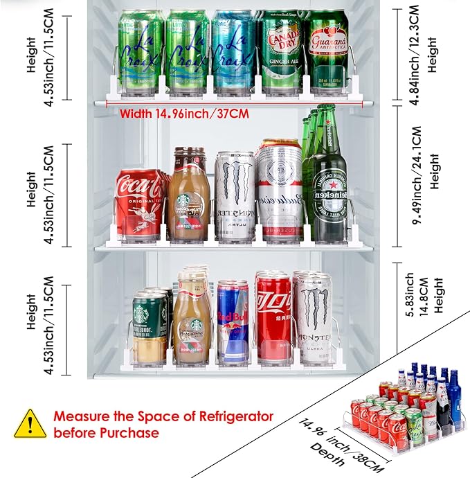 Drink Dispenser for Refrigerator, Self-Pushing Soda Can Organizer for Fridge - Image 3