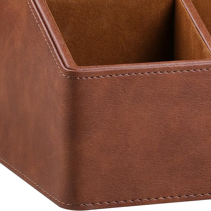 PU Leather Desk Organizer, Luxury Remote Control Holder - Image 7
