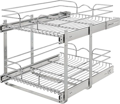 Rev-A-Shelf 2-Tier Kitchen Cabinet Pullout Shelf and Drawer Organizer Slide Out by Rev-A-Shelf