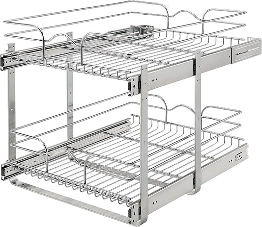 Rev-A-Shelf 2-Tier Kitchen Cabinet Pullout Shelf and Drawer Organizer Slide Out by Rev-A-Shelf
